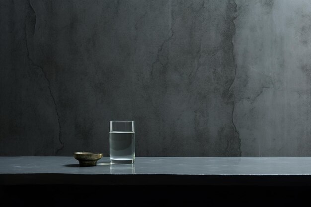 A glass of water and a bowl of water on a table