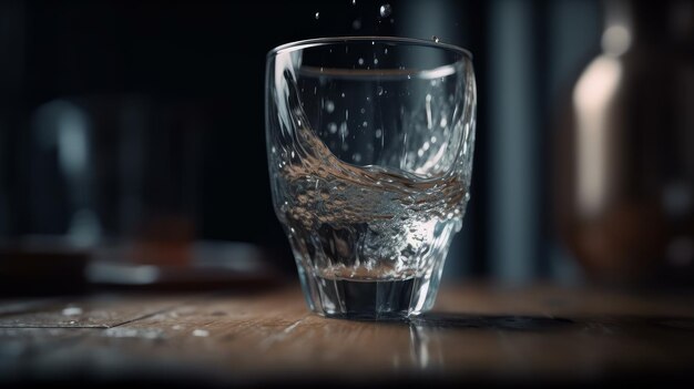 Glass of water is being poured into a cup realistic Al generated