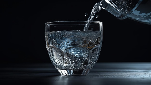 Glass of water is being poured into a cup realistic Al generated