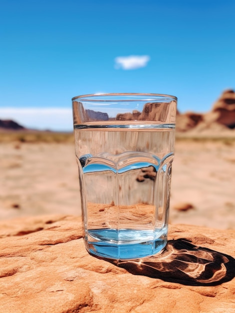 a glass of water on a rock