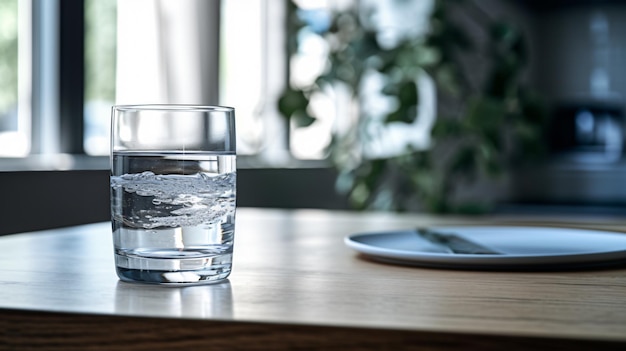 a glass of water sitting on the top of counter