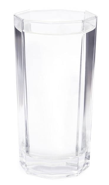 Glass of water over white background