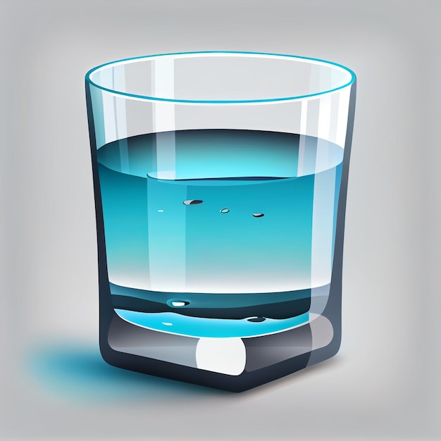 A glass of water with blue liquid in it