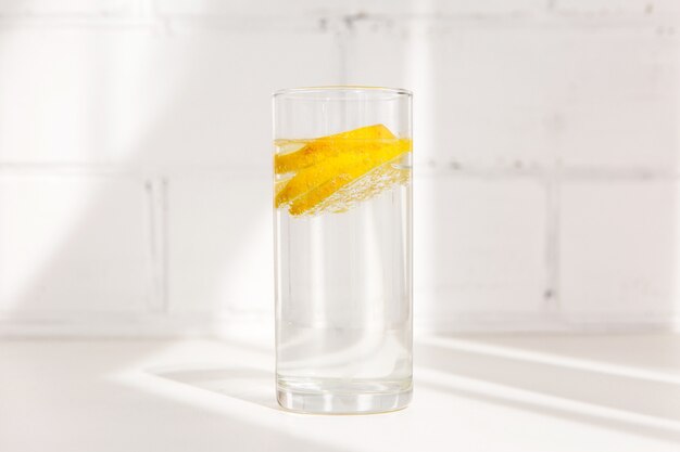 glass of water with lemon 