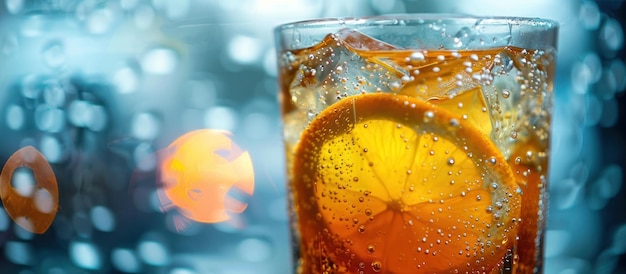 Photo glass of water with orange slice