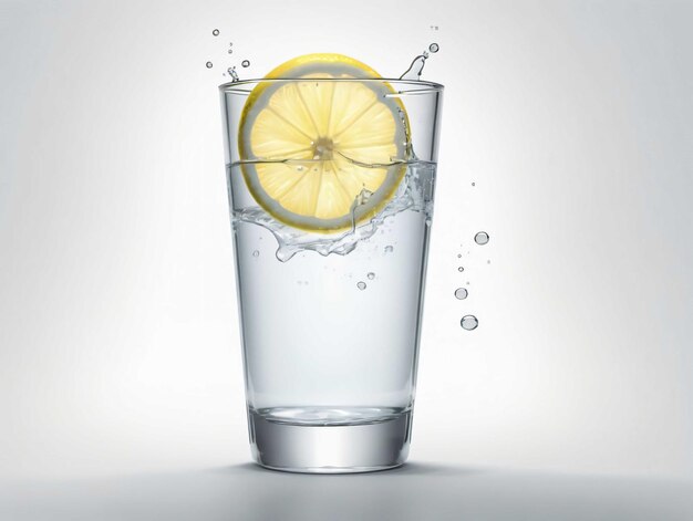 A Glass Of Water With A Slice Of Lemon In It