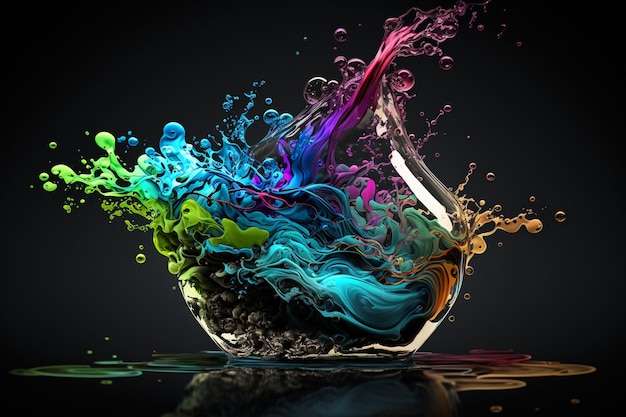 A glass of water with a splash of color.