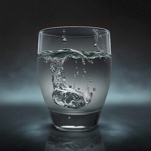 A glass of water with a splash of water in it