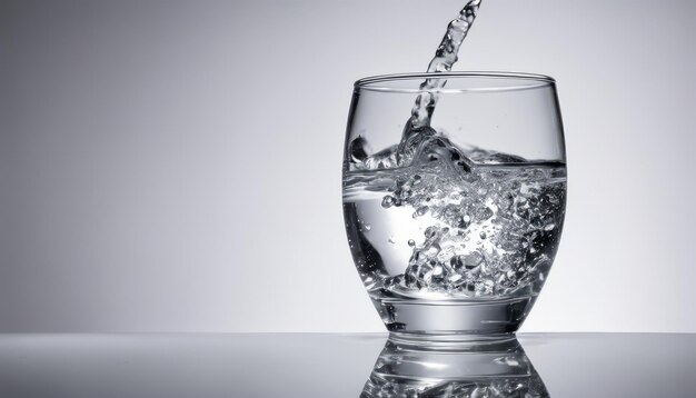 A glass of water with a stream of water coming out of it