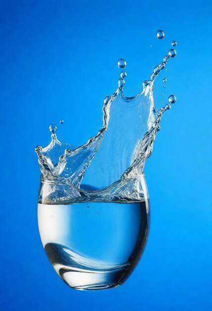 a glass of water with water splash