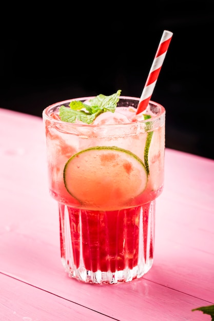 A glass of watermelon juice