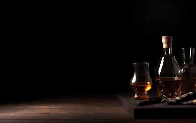 A glass of whiskey and a glass of whiskey on a table