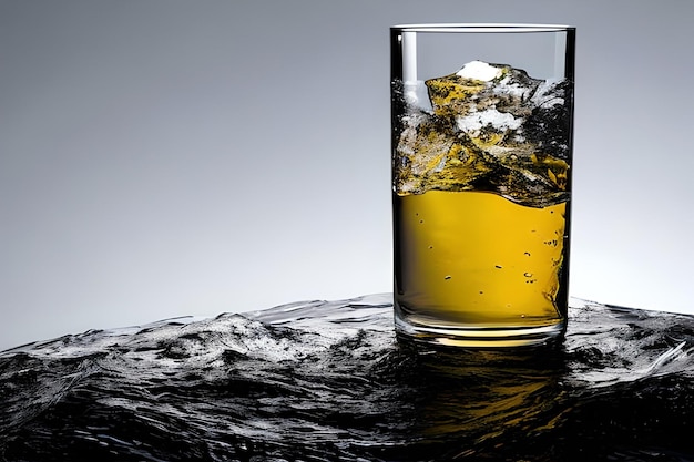 アイス スタジオのコマーシャル プロモーションとマーケティング製品の背景を持つウイスキー酒のグラス