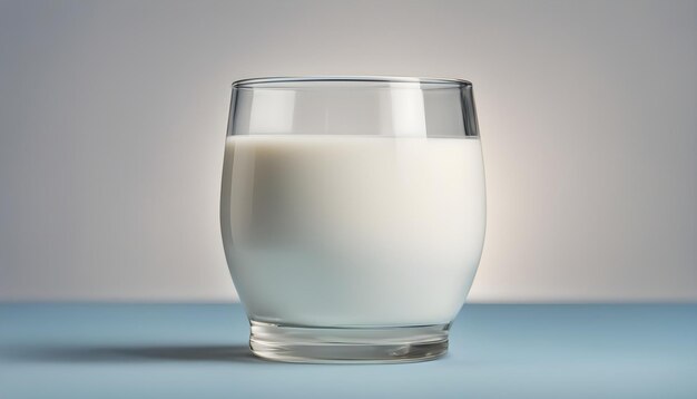 Glass of white milk isolated on blue background close up