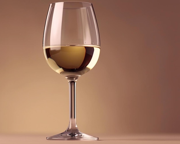 a glass of white wine sitting on a table