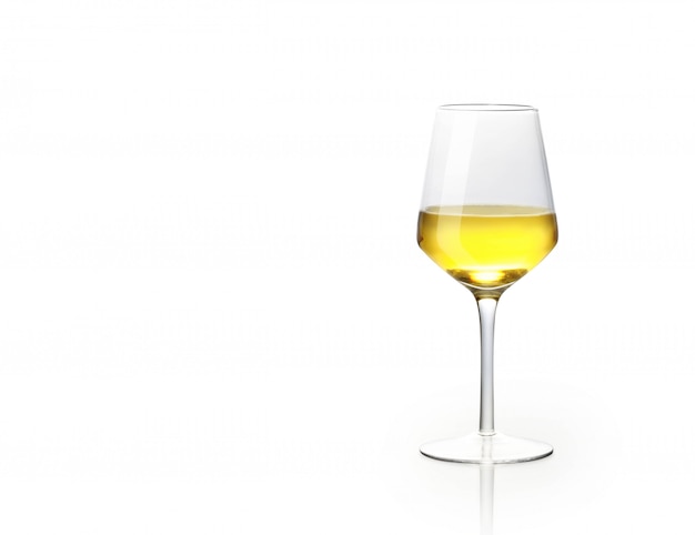 Glass of white wine on white  