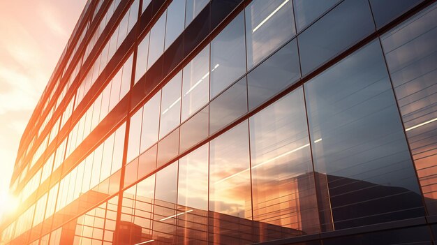 Photo glass windows of office buildings in economic cities