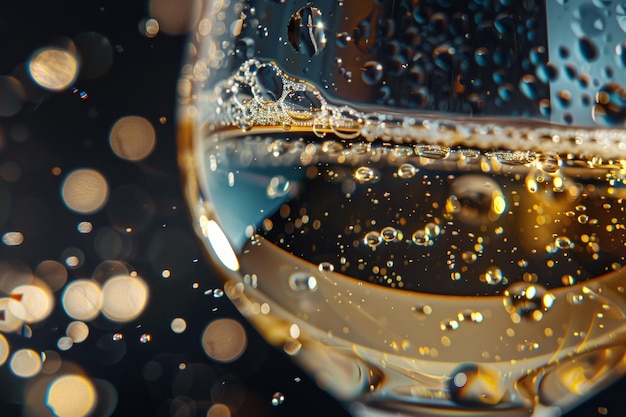 Photo a glass of wine with bubbles in it