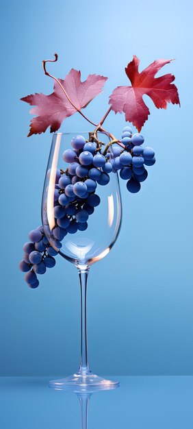 Photo a glass of wine with a bunch of grapes in it