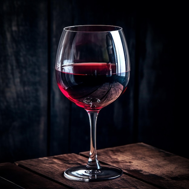 A glass of wine with a dark background behind it.