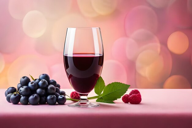 A glass of wine with grapes and a glass of wine