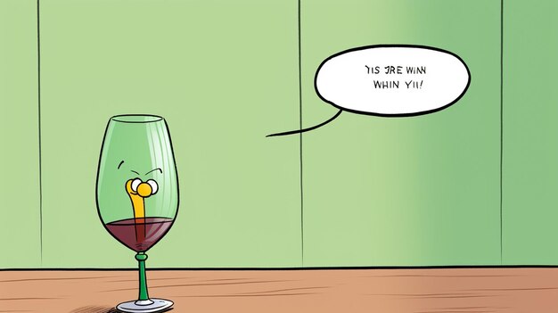 A glass of wine with a message that says