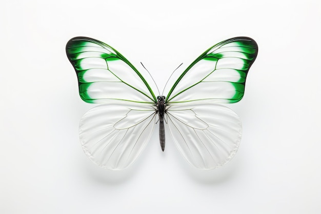 glass wing butterfly on white background