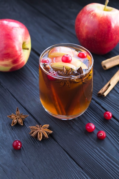 Glass with apple and anise drink