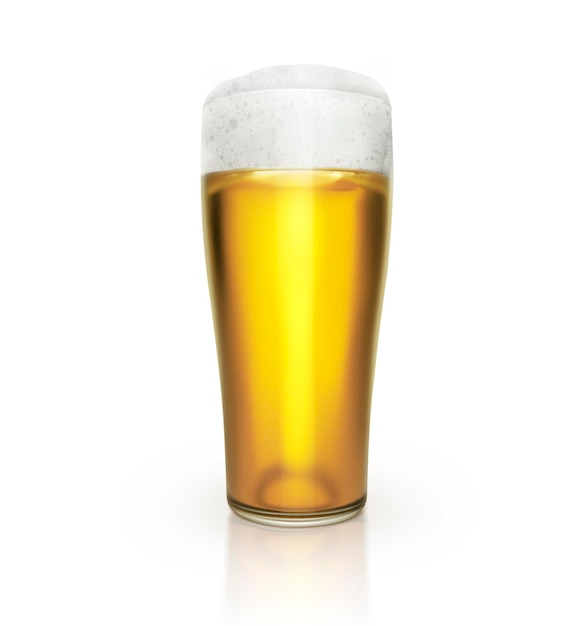 Photo glass with beer on white background3d render