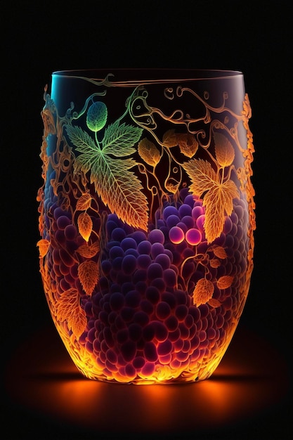 Glass with a bunch of grapes inside of it generative ai