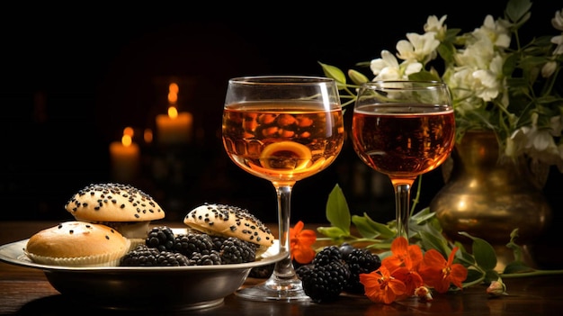 Photo a glass with a dessert in it next to a bowl of seeds