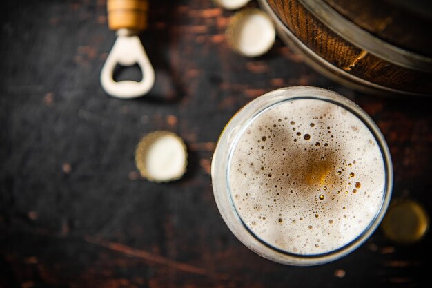 Photo glass with fresh beer