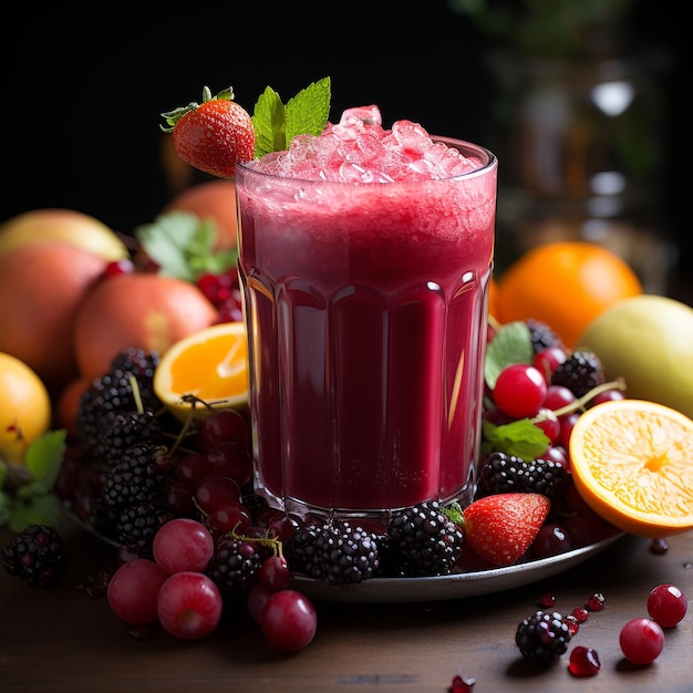 glass with fresh fruit juice