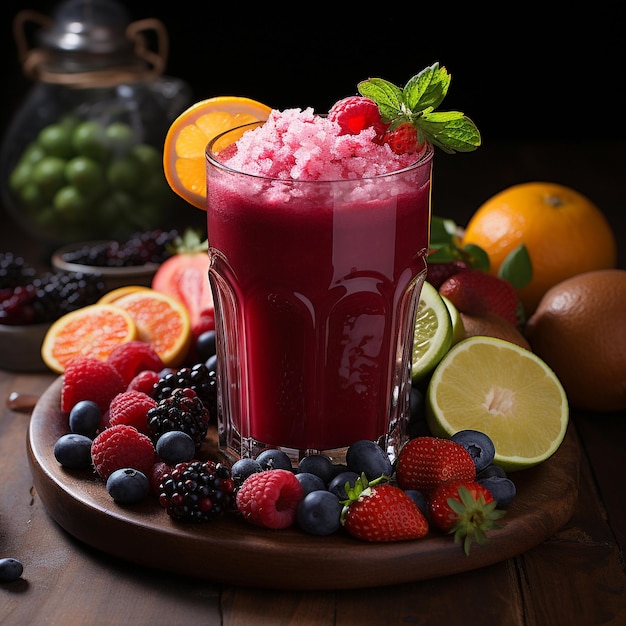 glass with fresh fruit juice