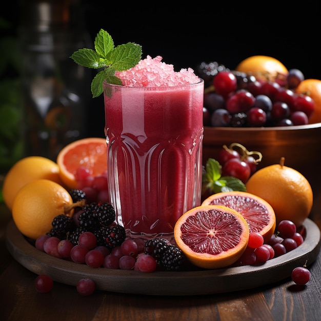 glass with fresh fruit juice