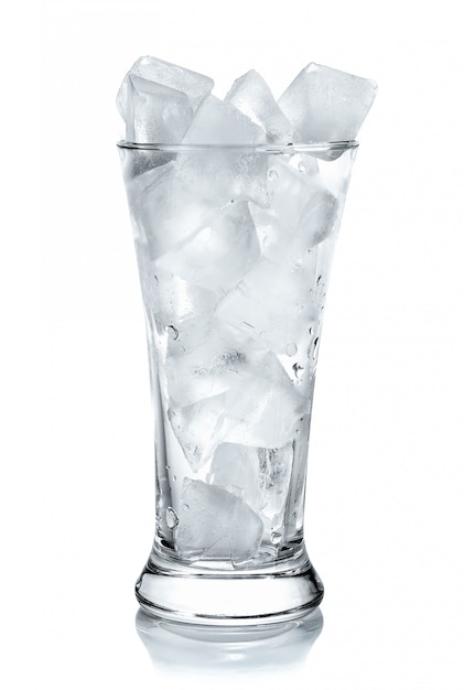 Photo glass with ice cubes. isolated on white background