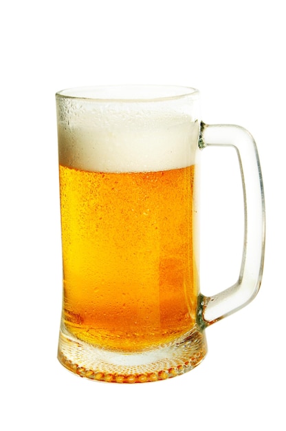 Glass with light beer isolated on the white