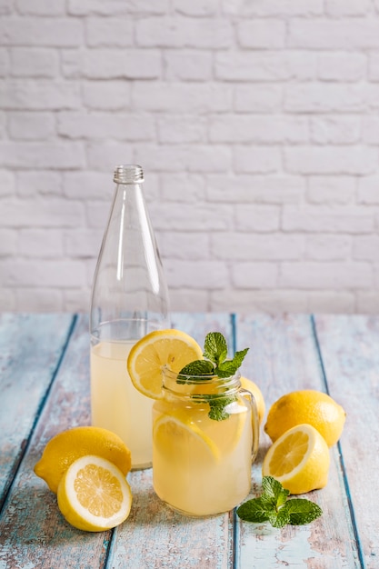 Glass with natural lemon juice