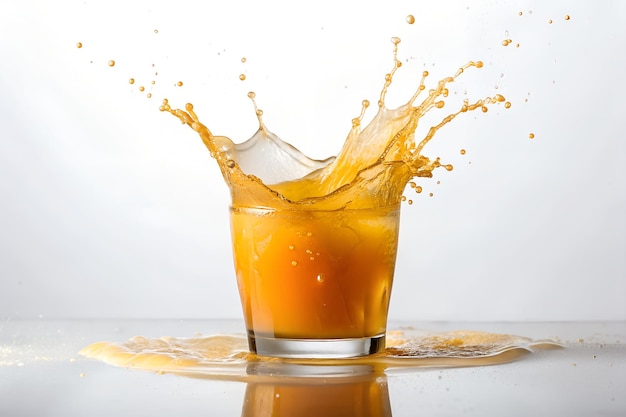 Photo glass with orange juice splash