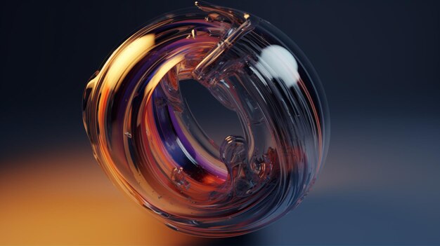 A glass with a purple and orange color