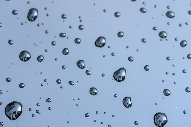 Photo glass with rain drops against gray background 3