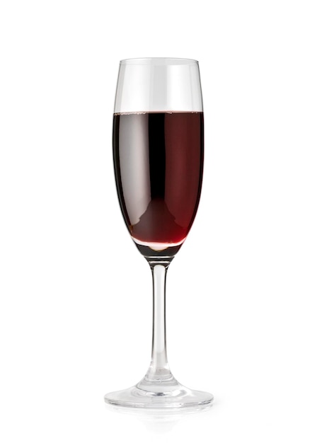 Glass with red wine isolated with clipping path