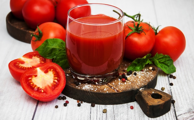 Glass with tomato juice