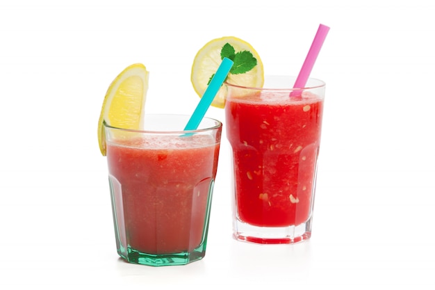 Photo glass with watermelon smoothie