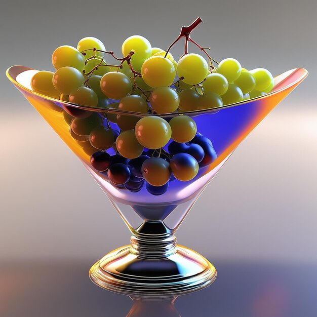 A glass with yellow grapes