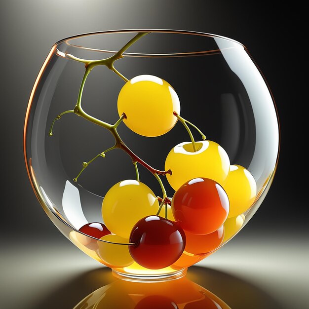 A glass with yellow grapes