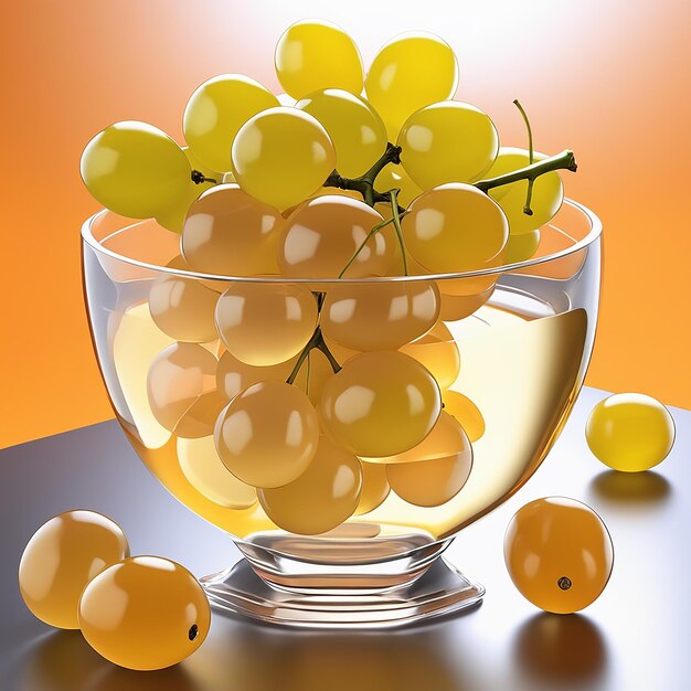 A glass with yellow grapes