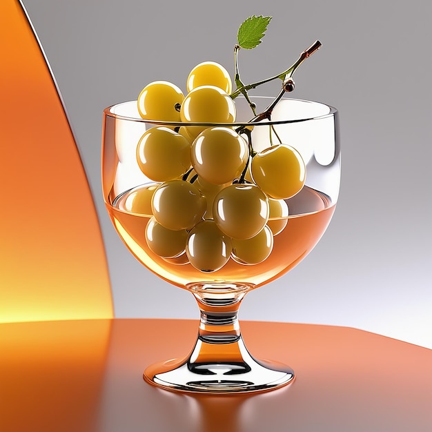 A glass with yellow grapes