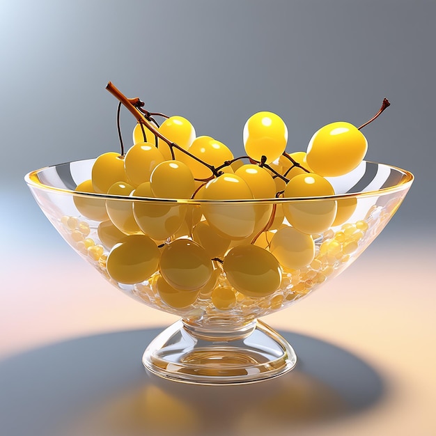 A glass with yellow grapes