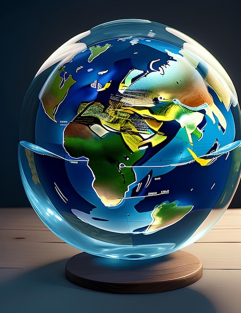 glass world map